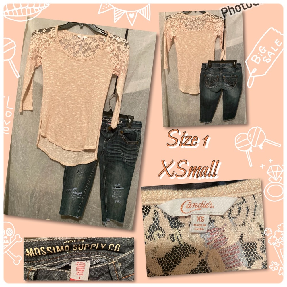 Candie’s Light Sweater Top & Mossimo Knee Length Jeans